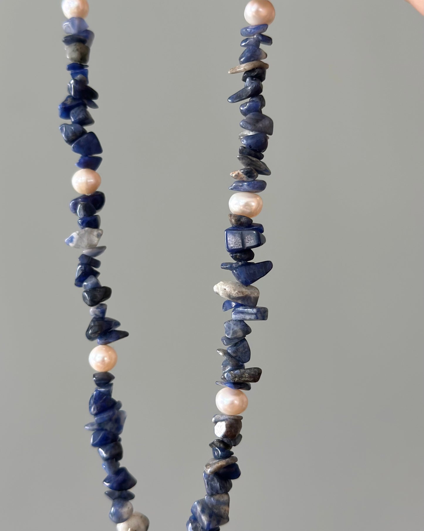 Sodalite Beaded And Kyanite Hoop Toggle Necklace