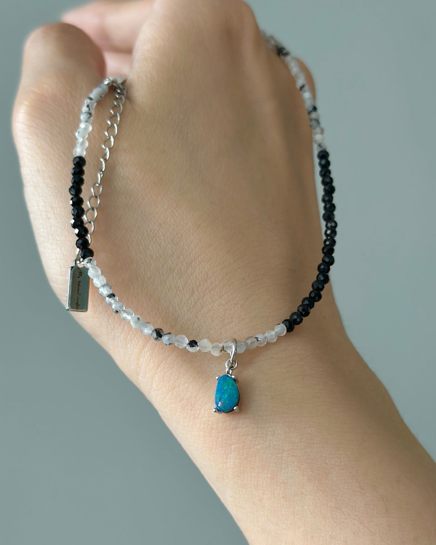 Moonstone Beaded And Australian Opal Necklace
