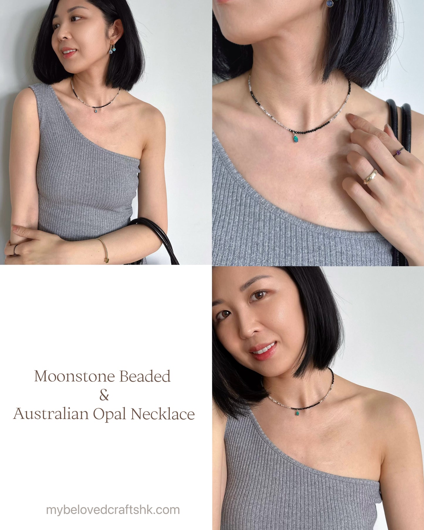 Moonstone Beaded And Australian Opal Necklace