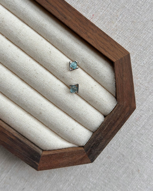 Blue Topaz Geometric Sterling Silver Ear Stud