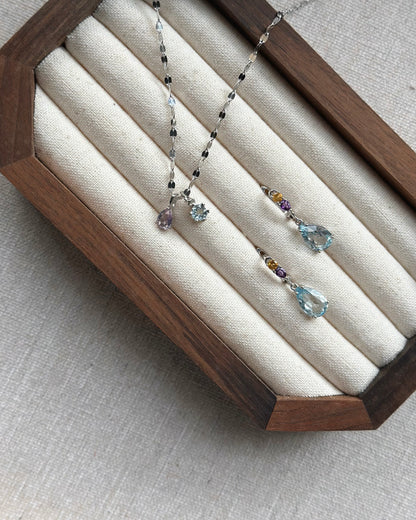Amethyst And Aquamarine Sterling Silver Necklace