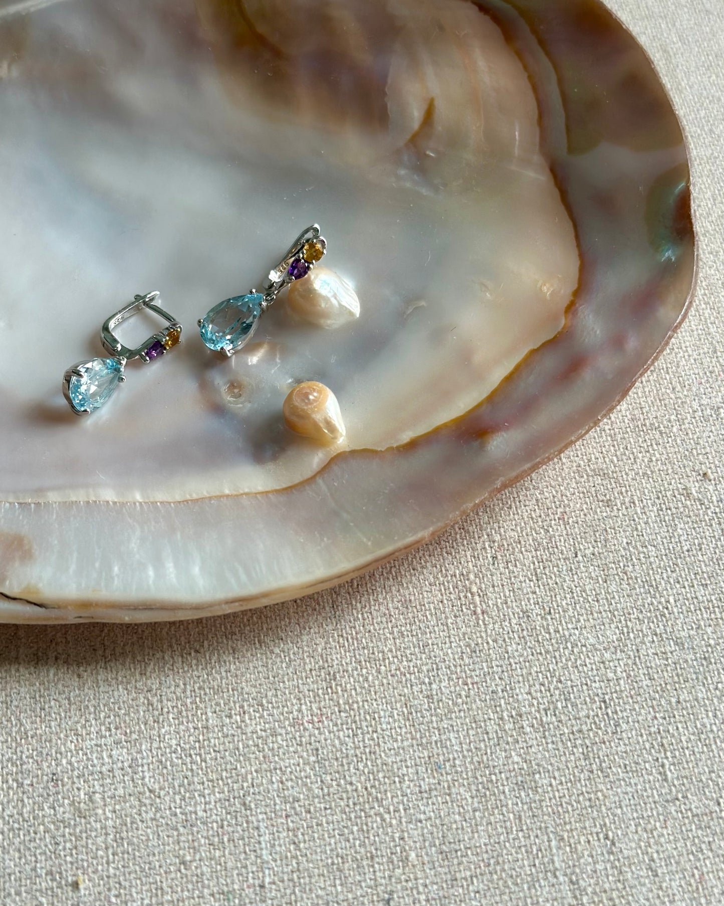 Topaz And Citrine Mixed Amethyst Earring