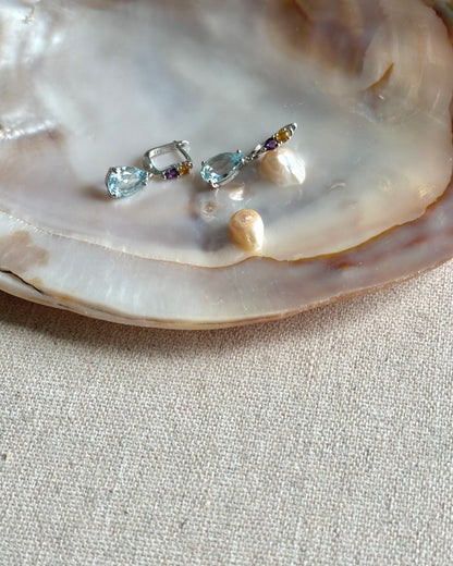 Topaz And Citrine Mixed Amethyst Earring