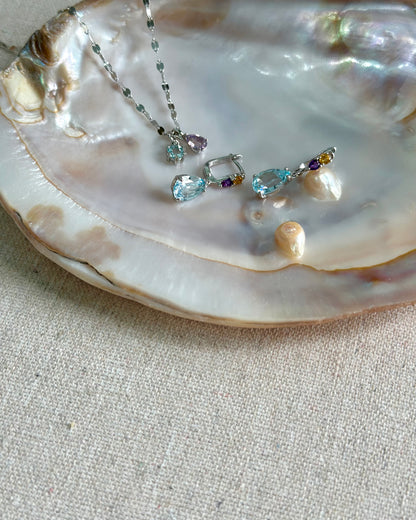Amethyst And Aquamarine Sterling Silver Necklace
