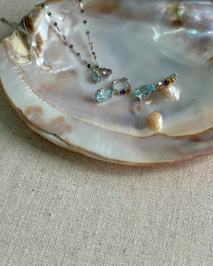 Amethyst And Aquamarine Sterling Silver Necklace