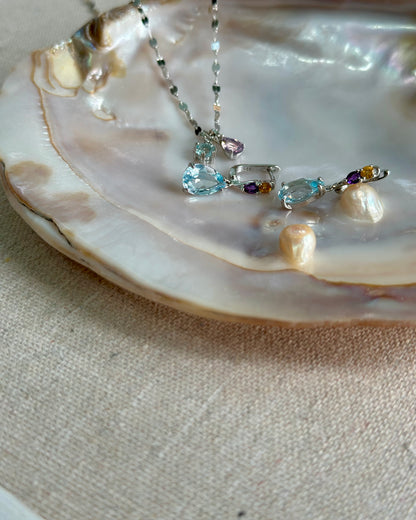 Topaz And Citrine Mixed Amethyst Earring