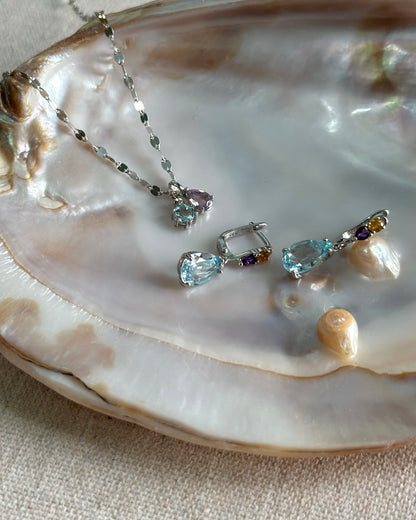 Amethyst And Aquamarine Sterling Silver Necklace