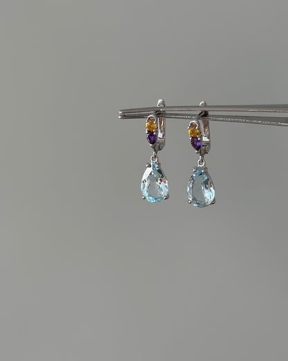 Topaz And Citrine Mixed Amethyst Earring