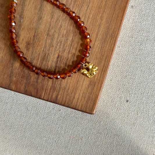 Garnet Beaded And Squirrel Charm Bracelet