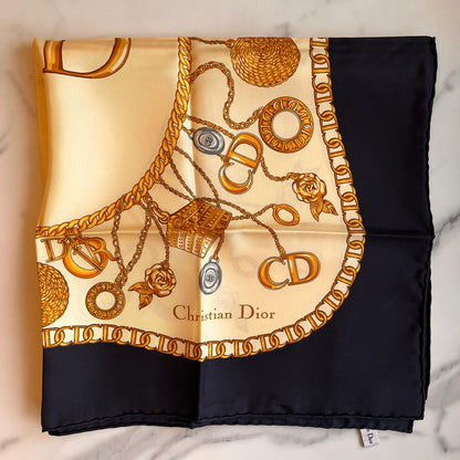 Christian Dior Charms & Chains Printed Vintage Scarf