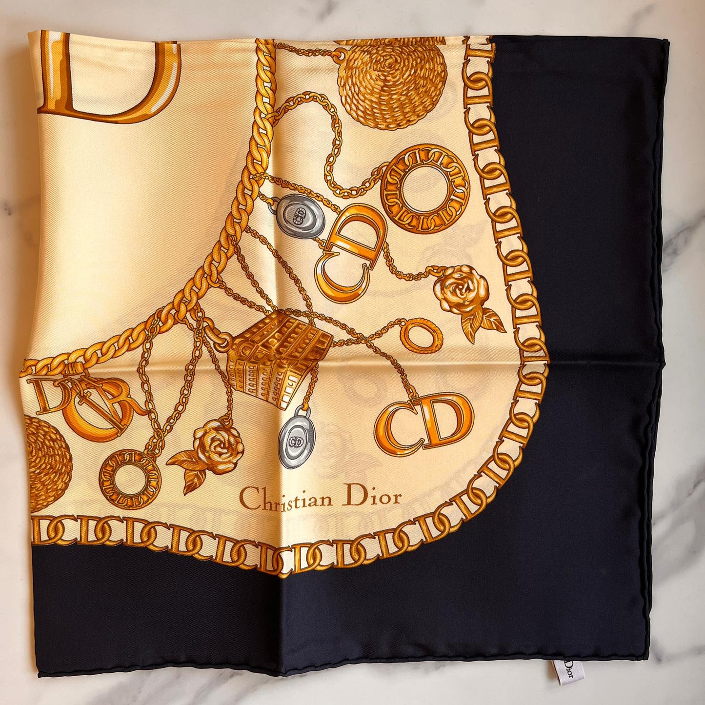 Christian Dior Charms & Chains Printed Vintage Scarf