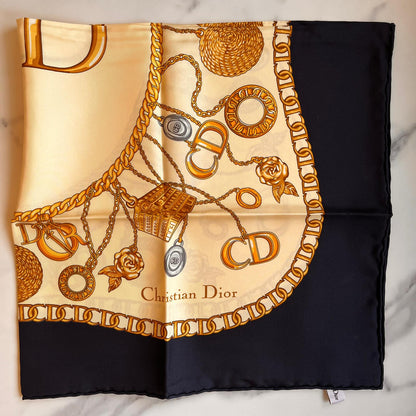 Christian Dior Charms & Chains Printed Vintage Scarf