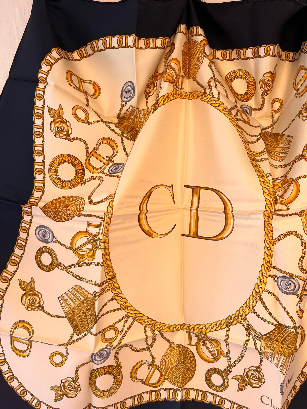 Christian Dior Charms & Chains Printed Vintage Scarf