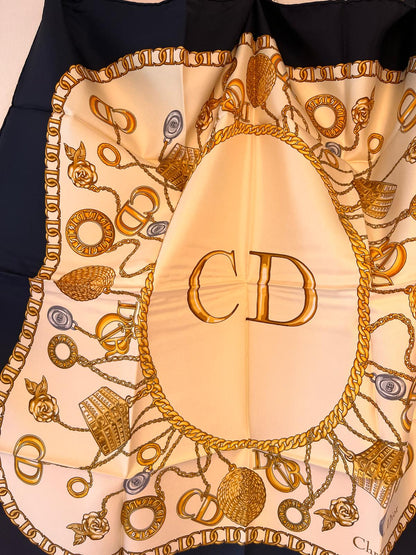 Christian Dior Charms & Chains Printed Vintage Scarf
