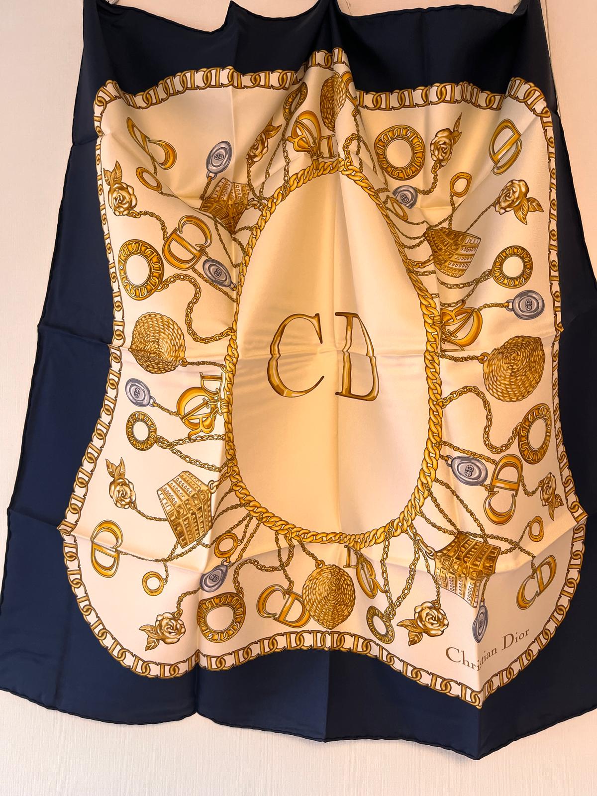 Christian Dior Charms & Chains Printed Vintage Scarf