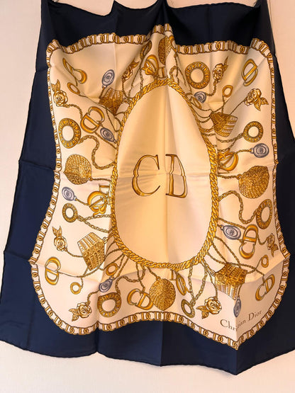 Christian Dior Charms & Chains Printed Vintage Scarf