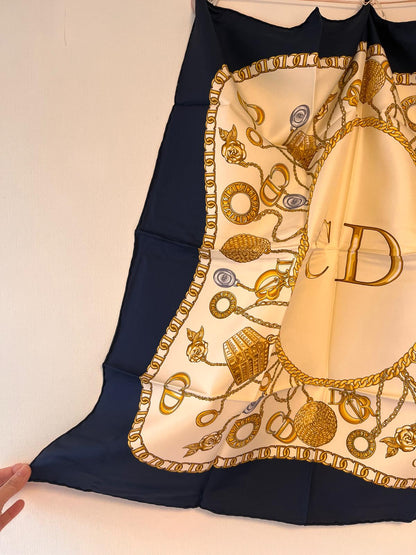Christian Dior Charms & Chains Printed Vintage Scarf