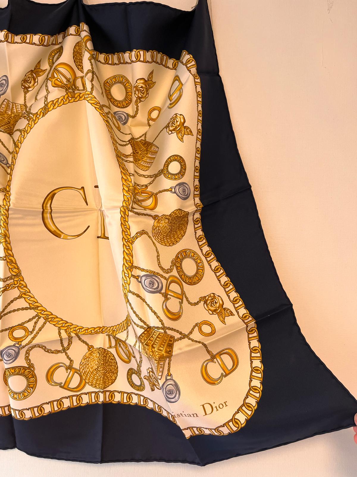 Christian Dior Charms & Chains Printed Vintage Scarf