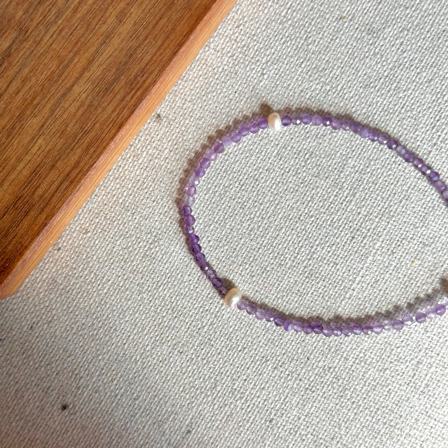 Amethyst And Freshwater Pearl Beaded Bracelet