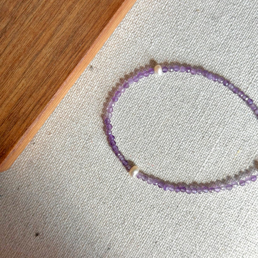 Amethyst And Freshwater Pearl Beaded Bracelet