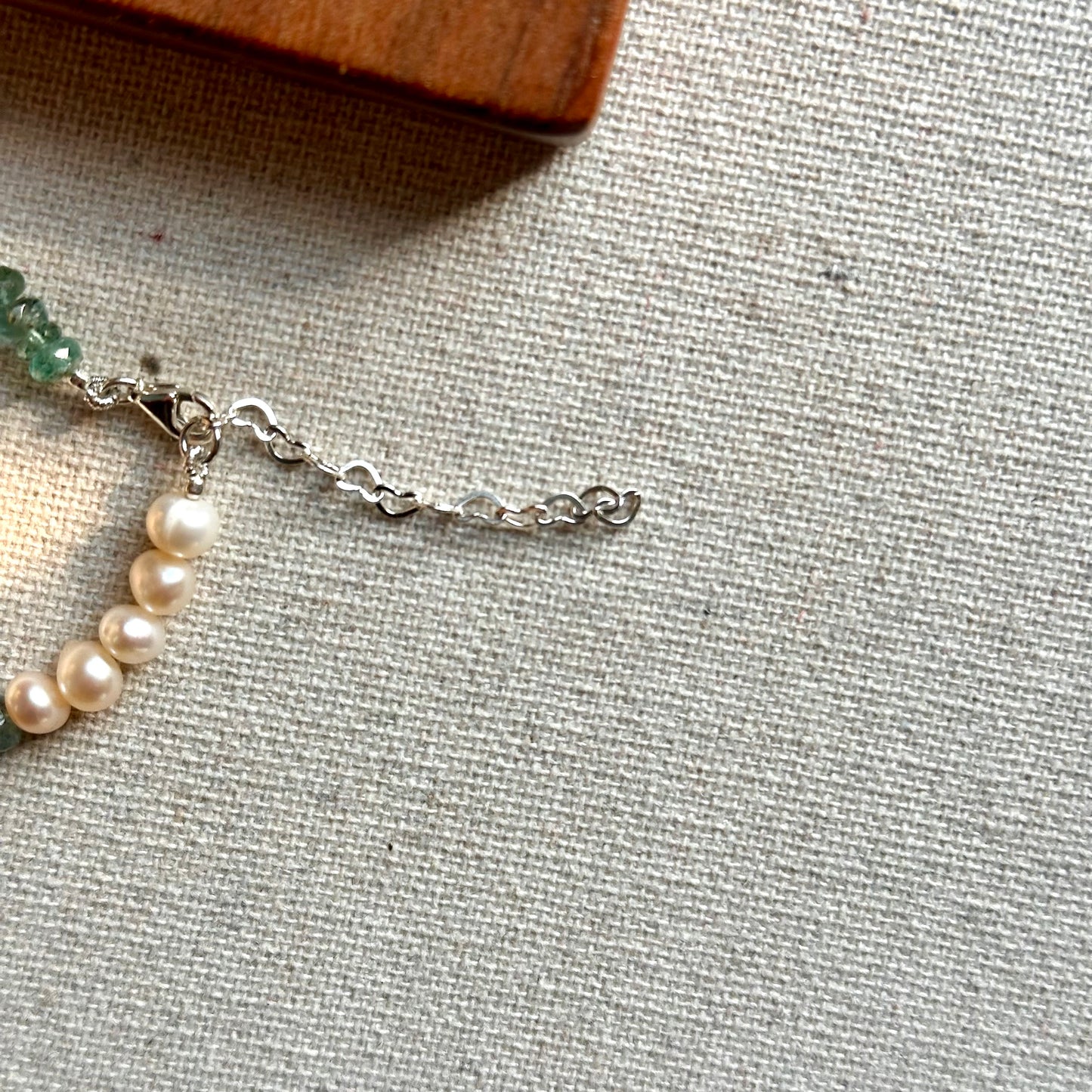 Freshwater Pearl And Emerald Beaded Bracelet