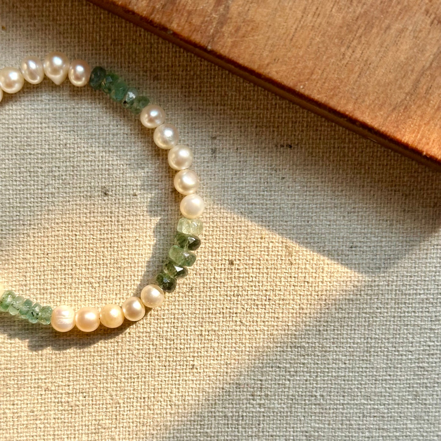 Freshwater Pearl And Emerald Beaded Bracelet