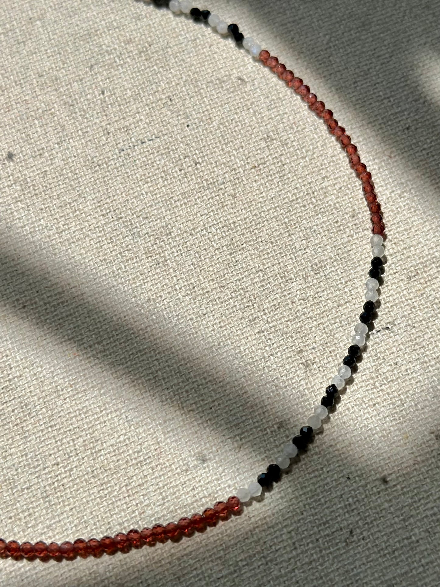 Garnet Mixed Black Spinel And Moonstone Beaded Necklace