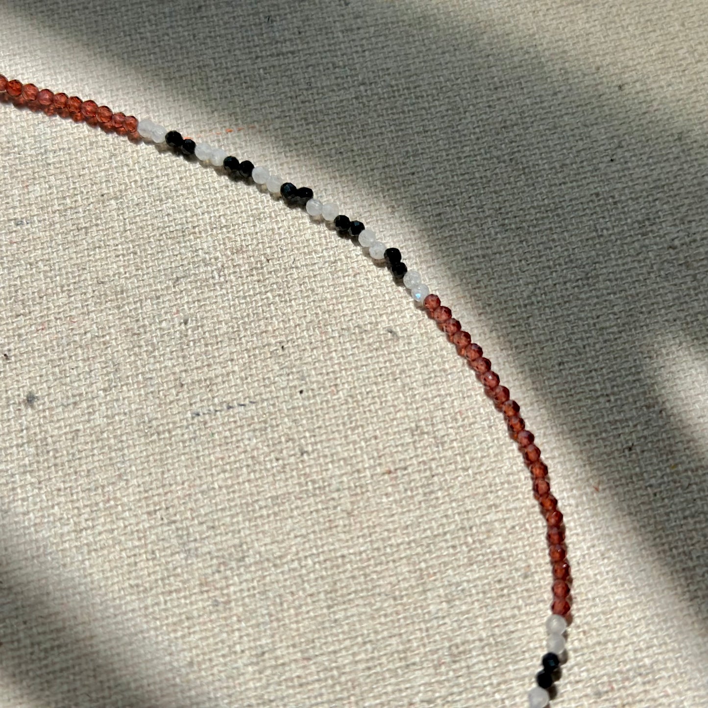 Garnet Mixed Black Spinel And Moonstone Beaded Necklace