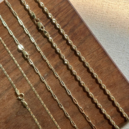 14K Solid Real Gold Paperclip Chain Necklace