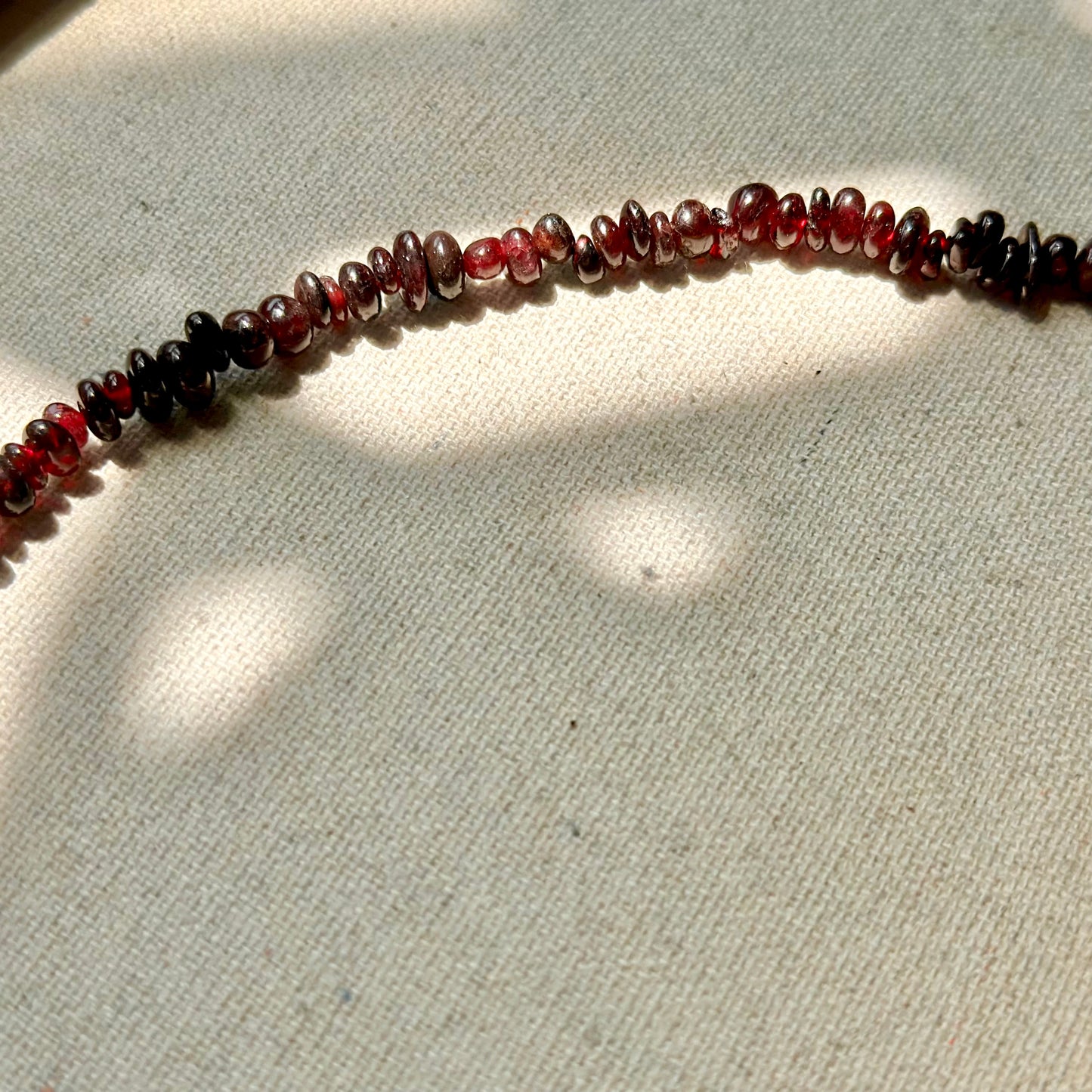 Garnet Beaded Asymmetric Chain Gold-plated Necklace