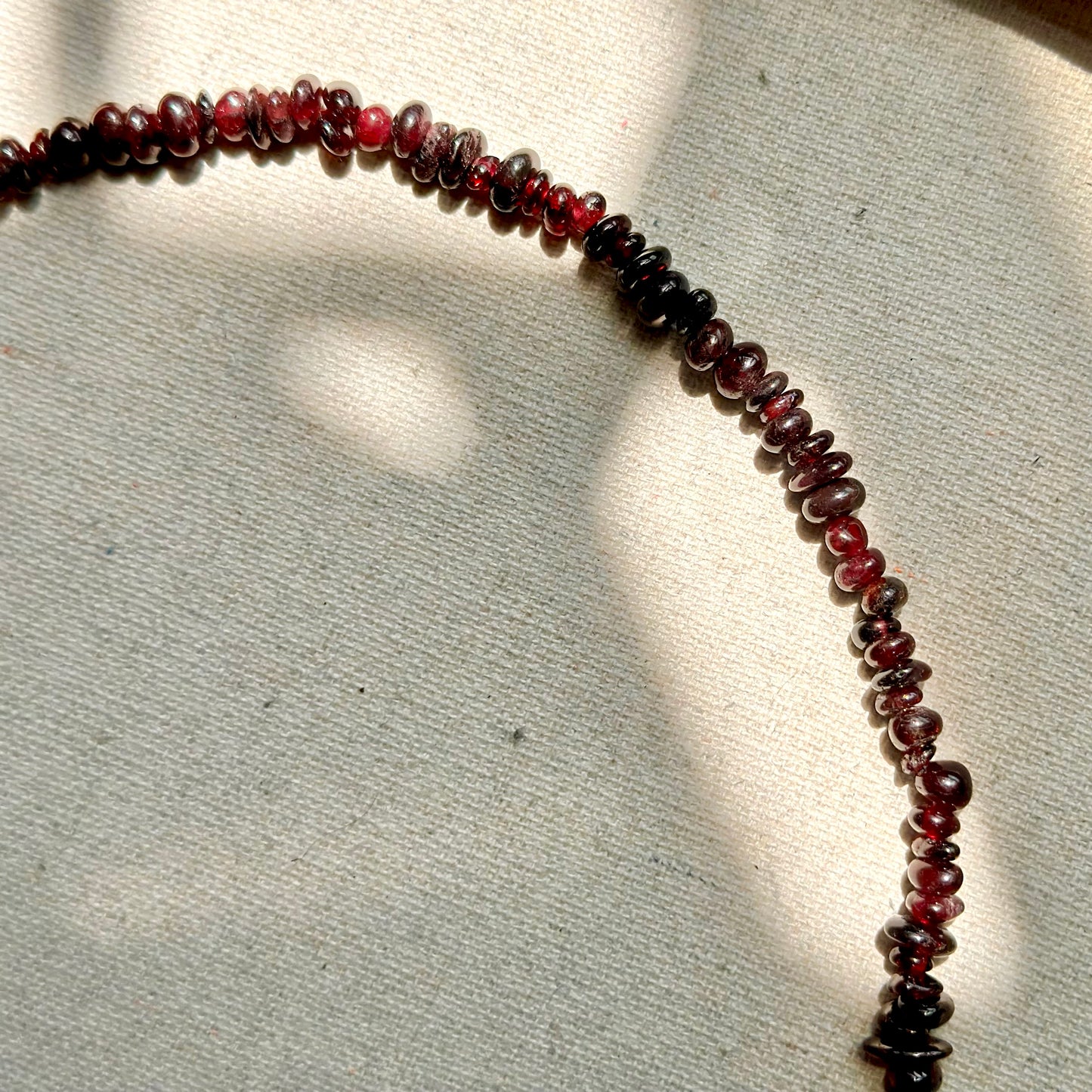 Garnet Beaded Asymmetric Chain Gold-plated Necklace