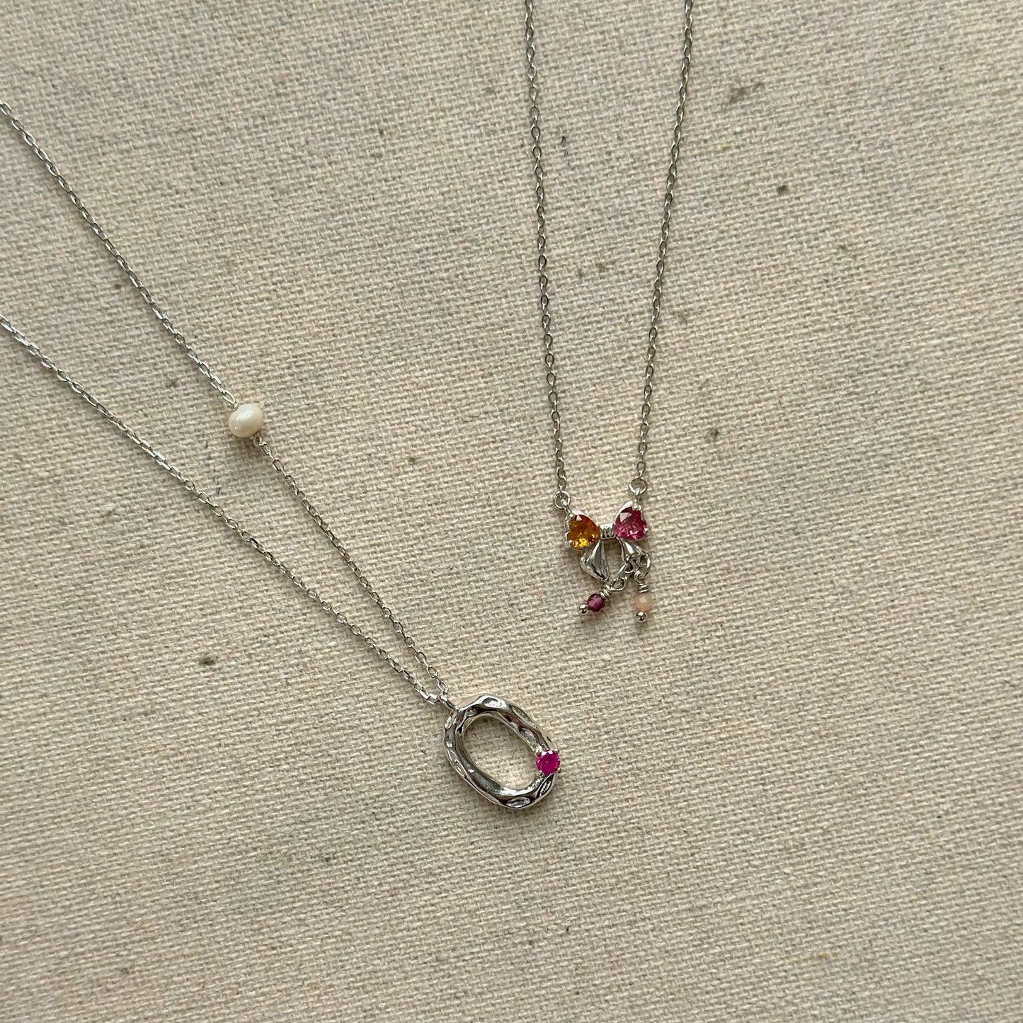 Ruby And Freshwater Pearl Sterling Silver Necklace