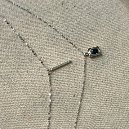 Black Opal Double Chain Sterling Silver Necklace