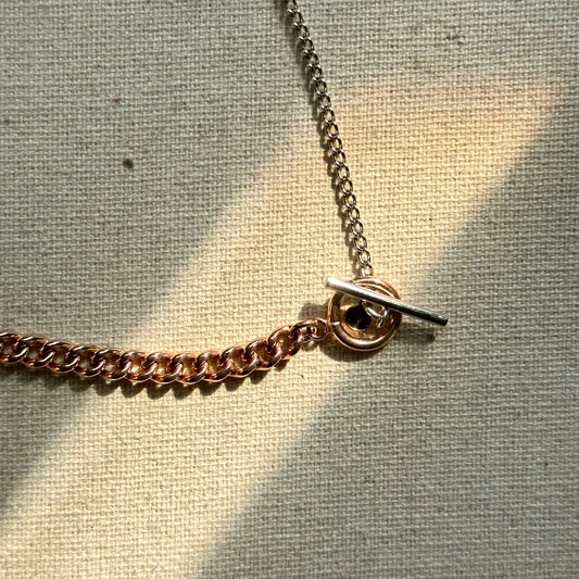 Rose Gold-plated Italian Sterling Silver Asymmetric Necklace