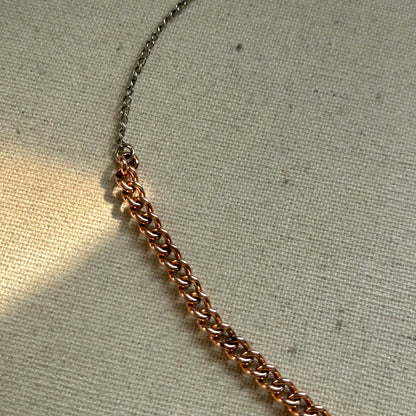 Rose Gold-plated Italian Sterling Silver Asymmetric Necklace