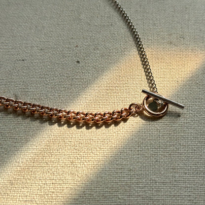 Rose Gold-plated Italian Sterling Silver Asymmetric Necklace