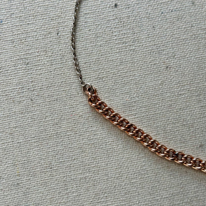 Rose Gold-plated Italian Sterling Silver Asymmetric Necklace