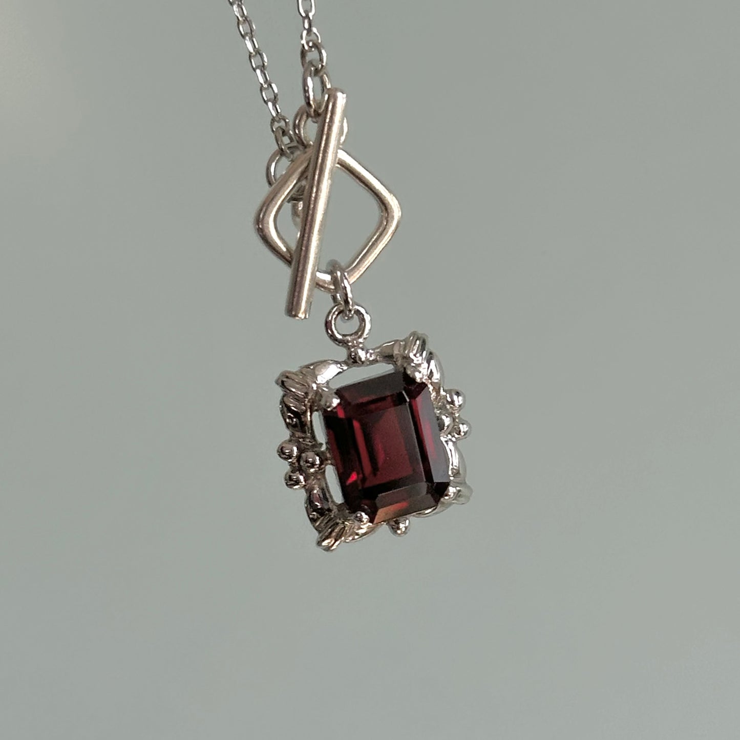 CHRISTMAS SET (2 ITEMS) Garnet Necklace & Garnet Mixed Moonstone Two-way Ear Stud