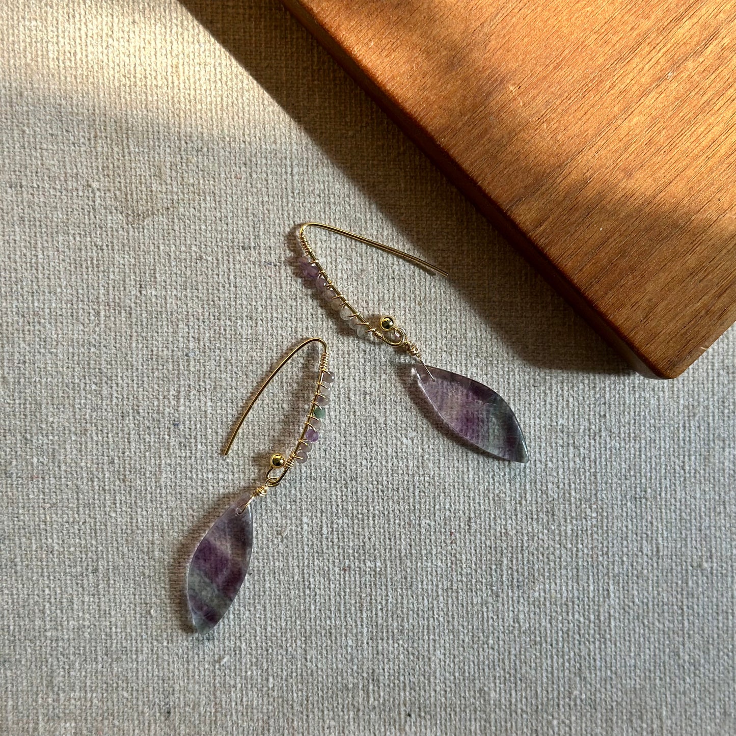 CHRISTMAS SET (2 ITEMS) Fluorite Gold-plated Long Necklace & Earring