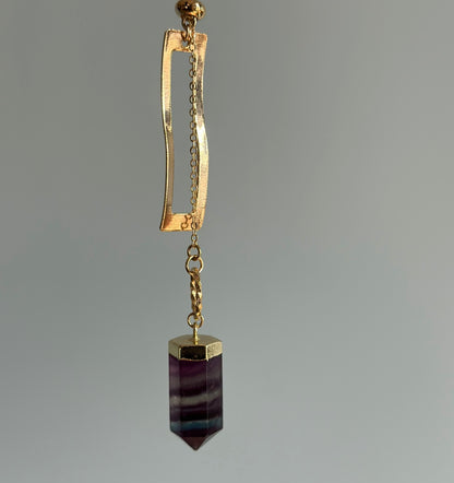 CHRISTMAS SET (2 ITEMS) Fluorite Gold-plated Long Necklace & Earring