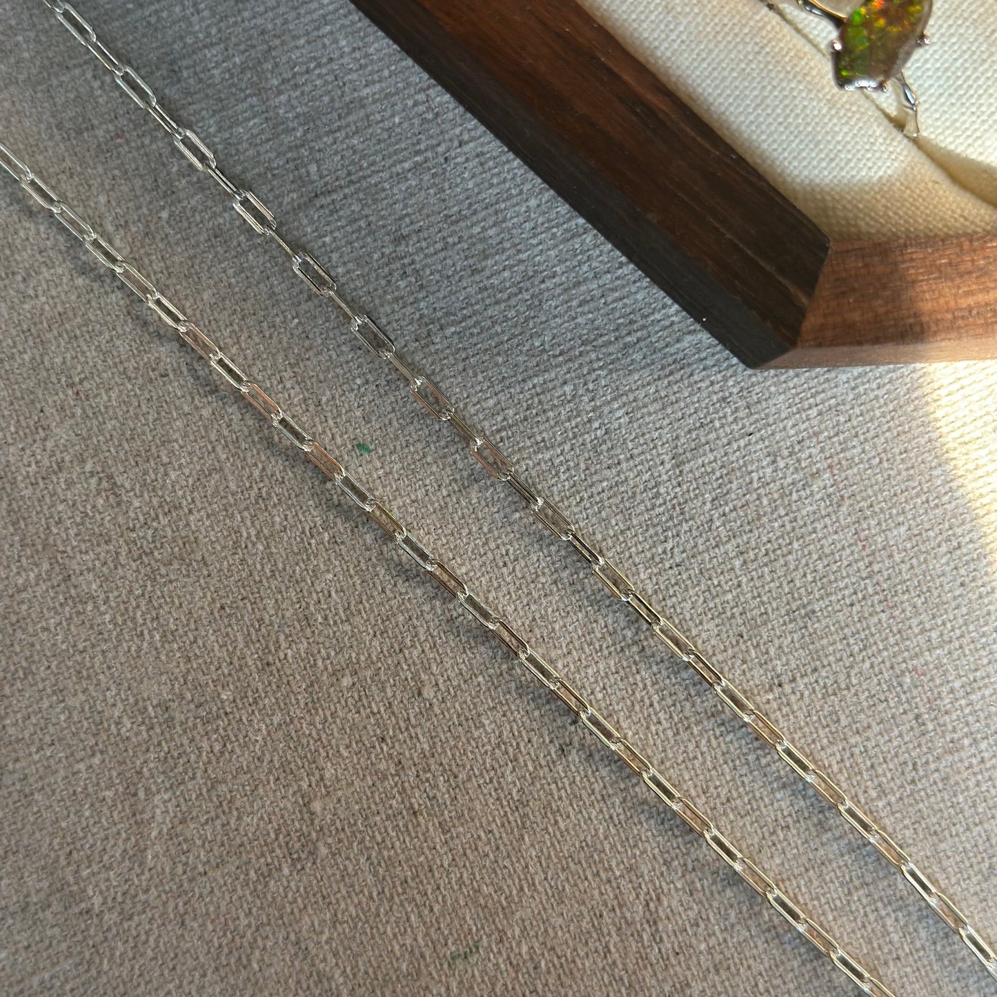 CHRISTMAS SET (2 ITEMS) Ammolite Sterling Silver Long Necklace & Ring