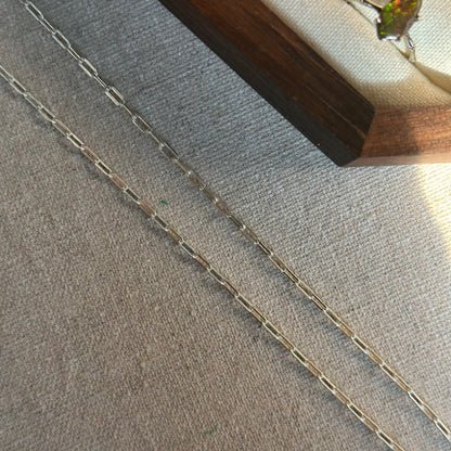 CHRISTMAS SET (2 ITEMS) Ammolite Sterling Silver Long Necklace & Ring