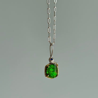 CHRISTMAS SET (2 ITEMS) Ammolite Sterling Silver Long Necklace & Ring