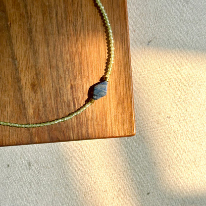 Peridot Beaded And Sodalite Gold-plated Necklace