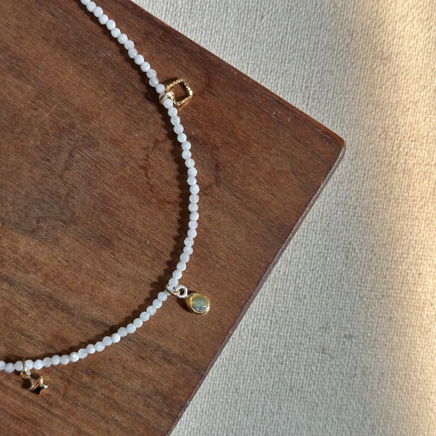 Moonstone Beaded And Opal Gold-plated Necklace