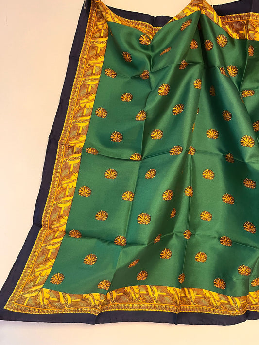 CELINE PARIS Vintage Green Printed Scarf