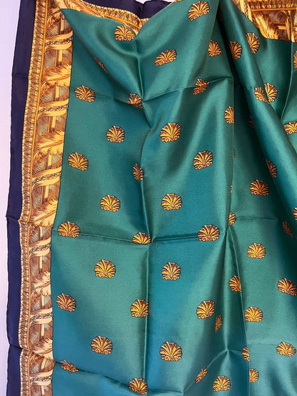 CELINE PARIS Vintage Green Printed Scarf