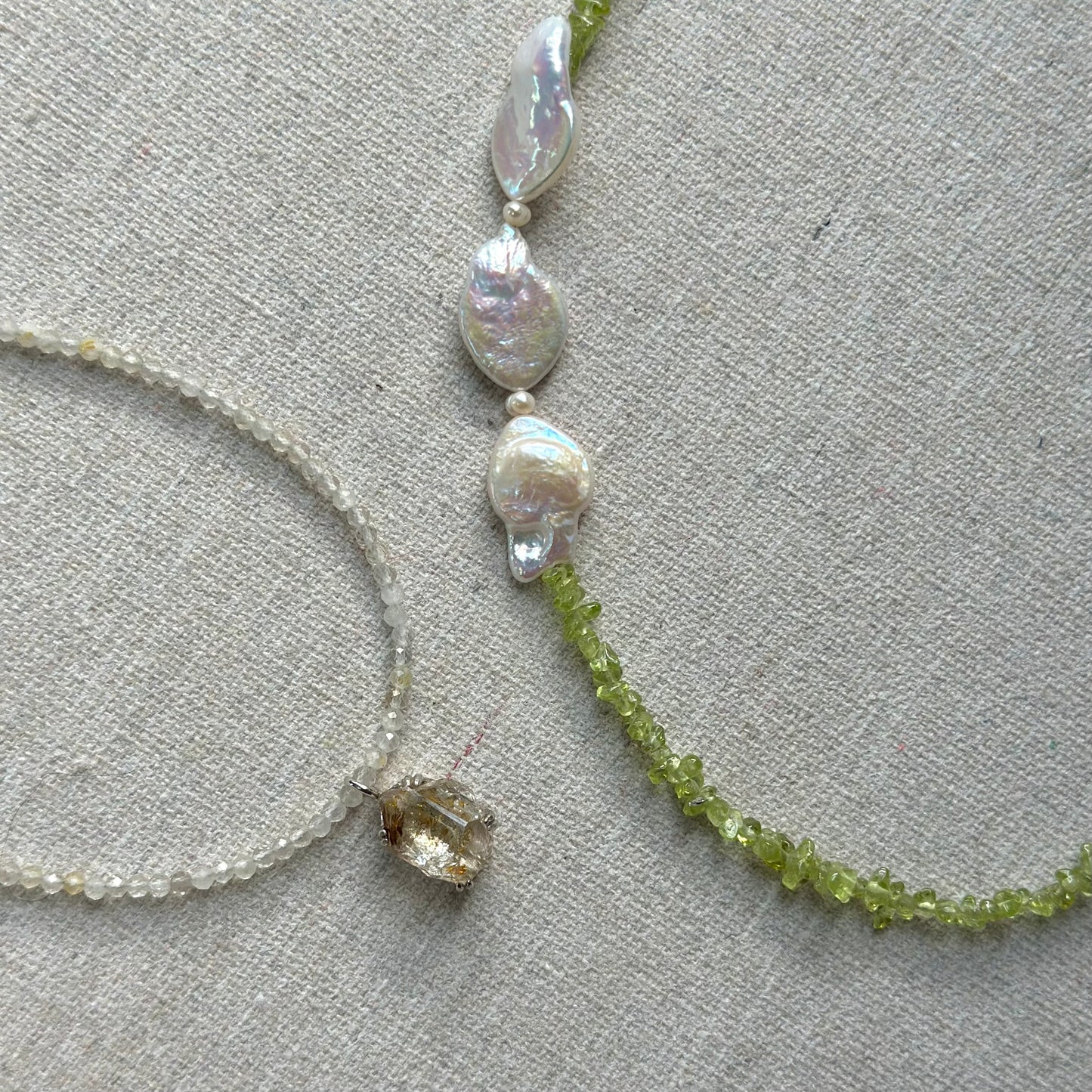 Peridot And Baroque Pearl Beaded Necklace
