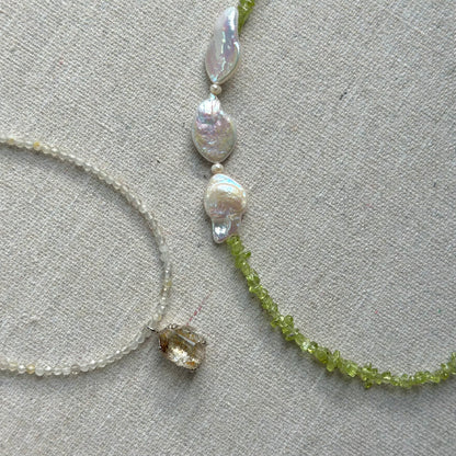 Peridot And Baroque Pearl Beaded Necklace