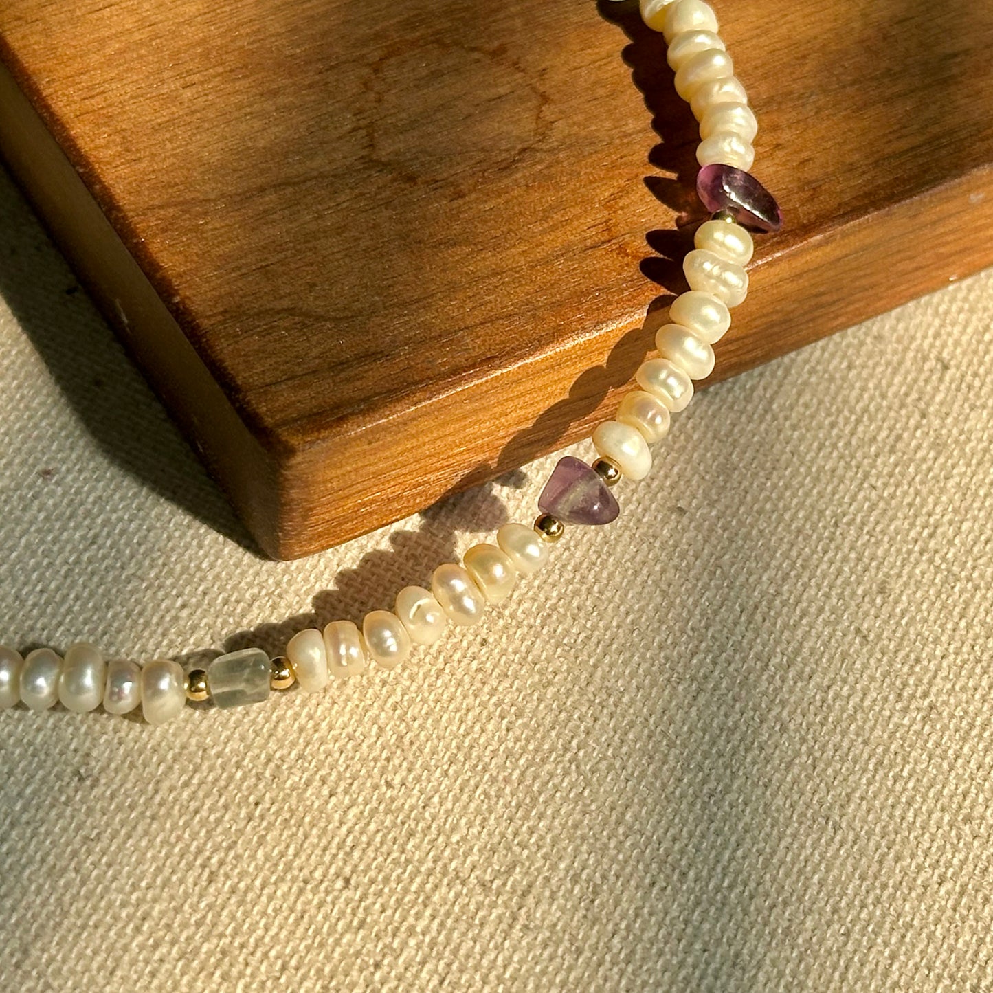 Freshwater Pearl And Fluorite Beaded Gold-plated Necklace